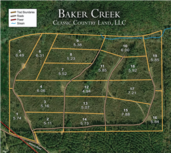 tract layout map for Baker Creek Tract 9, 5.38 acres for sale in Fayette County, Alabama