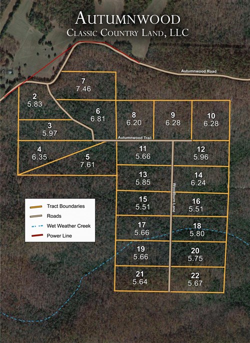 Tract layout map for Autumnwood Tract 7 in Fulton County, Arkansas