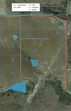 tract layout map for Cowboy Meadows Tract 1, 7.52 acres for sale in Chautauqua County, Kansas