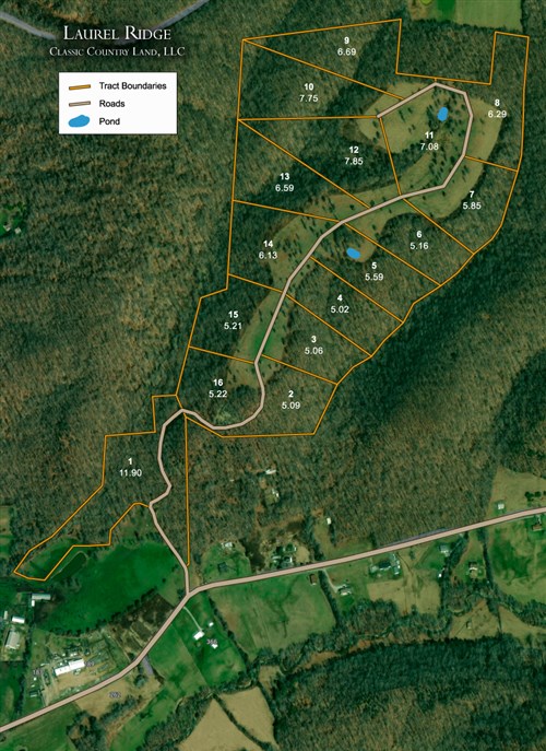 Tract layout map for Laurel Ridge Tract 4 in Casey County, Kentucky