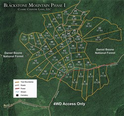tract layout map for Blackstone Mountain Tract 7, 24.38 acres for sale in Clay County, Kentucky