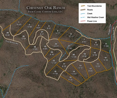 Tract layout map for Chestnut Oak Ridge Tract 14 in Rockcastle County, Kentucky