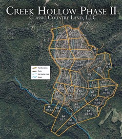 tract layout map for Creek Hollow Phase II Tract 65, 14.48 acres for sale in Rockcastle County, Kentucky