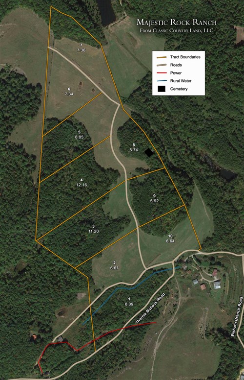 Tract layout map for Majestic Rock Ranch Tract 2 in Rockcastle County, Kentucky