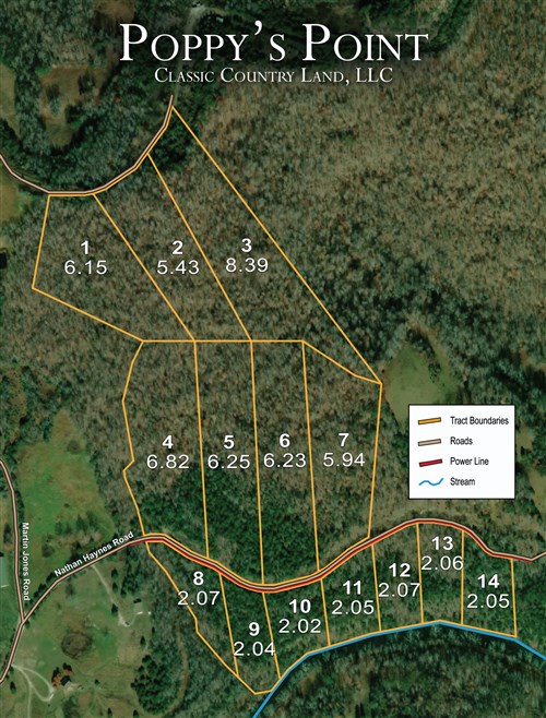 Tract layout map for Poppys Point Tract 4 in Wayne County, Kentucky