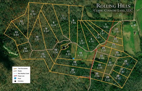 Tract layout map for Rolling Hills Tract 15 in Wayne County, Kentucky