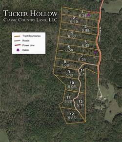 tract layout map for Tucker Hollow Tract 14, 5.73 acres for sale in Wayne County, Kentucky