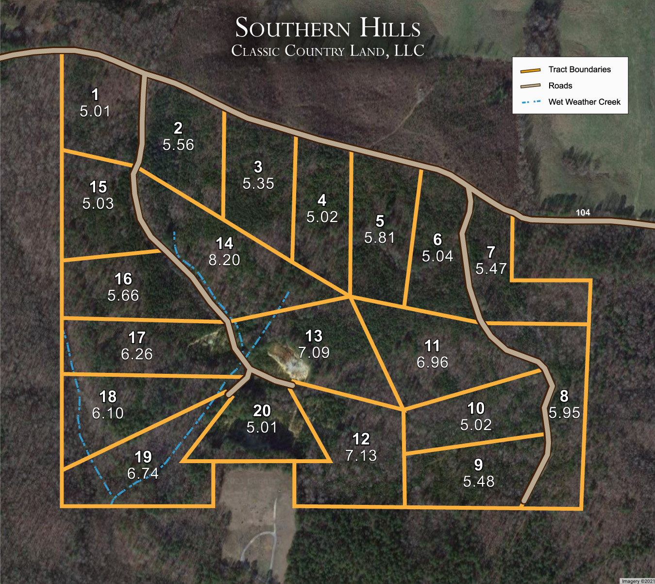 Plat map for Southern Hills in Tishomingo County, Mississippi