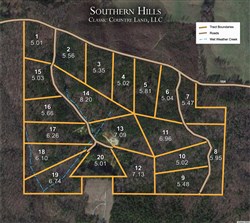 tract layout map for Southern Hills Tract 10, 5.02 acres for sale in Tishomingo County, Mississippi