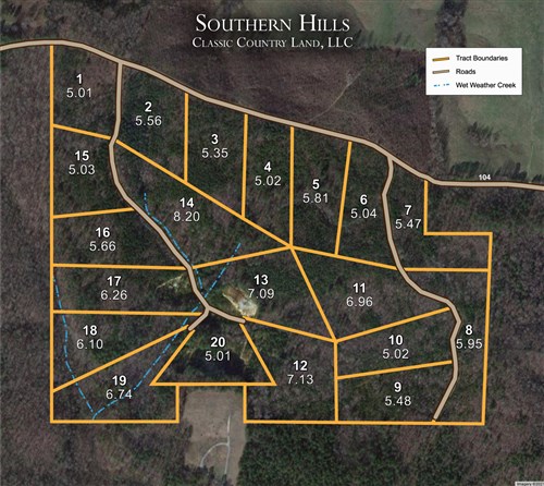 Tract layout map for Southern Hills Tract 10 in Tishomingo County, Mississippi