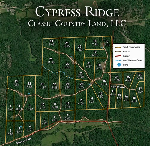 Tract layout map for Cypress Ridge Tract 31 in Reynolds County, Missouri