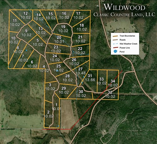 Tract layout map for Wild Wood Tract 27 in Taney County, Missouri