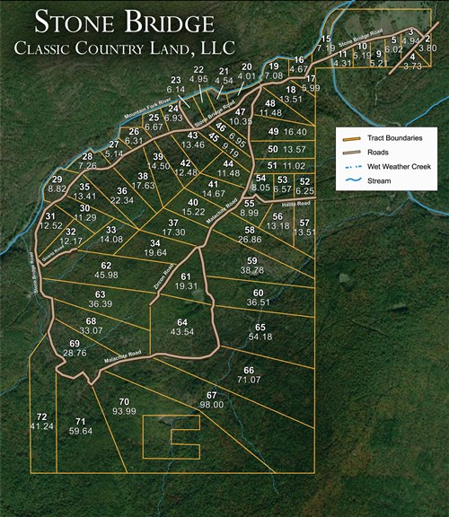 Tract layout map for Stone Bridge Phase I Tract 41 in LatimerHaskell County, Oklahoma