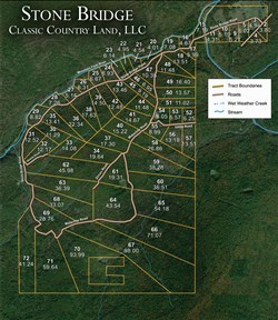 tract layout map for Stone Bridge Phase I Tract 72, 41.24 acres for sale in LatimerHaskell County, Oklahoma
