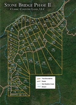 tract layout map for Stone Bridge Phase II Tract 100, 19.7 acres for sale in LatimerHaskell County, Oklahoma
