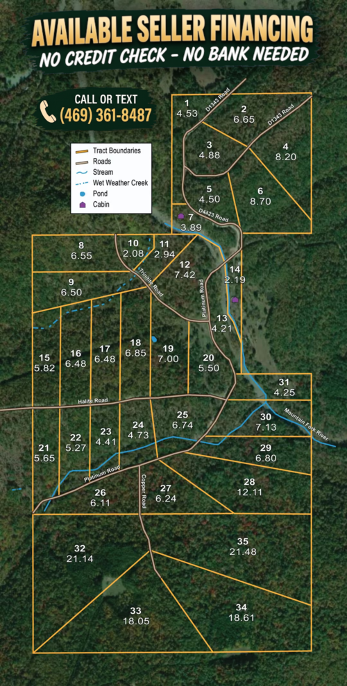 Tract layout map for Stone Bridge Reserve Tract 31 in LatimerHaskell County, Oklahoma