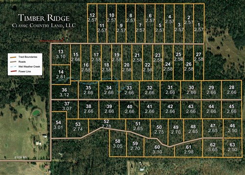Tract layout map for Timber Ridge Tract 36 in McIntosh County, Oklahoma