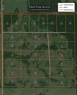 tract layout map for Deep Fork Ranch Tract 14, 4.97 acres for sale in Okfuskee County, Oklahoma