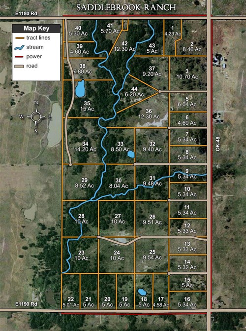 Tract layout map for Saddlebrook Ranch Tract 35 in Okfuskee County, Oklahoma