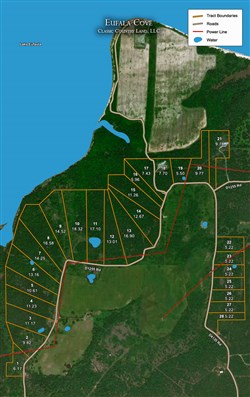 tract layout map for Eufaula Cove Tract 26, 5.22 acres for sale in Pittsburg County, Oklahoma
