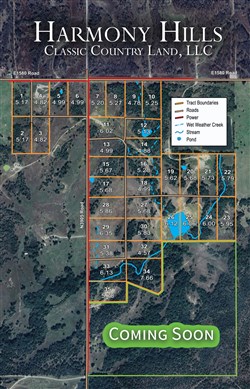tract layout map for Harmony Hills Tract 12, 5.13 acres for sale in Pittsburg County, Oklahoma