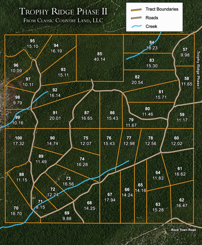 Plat map for Trophy Ridge Phase II in Pushmataha County, Oklahoma