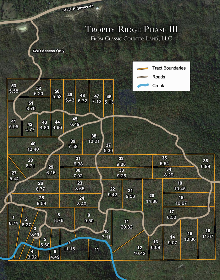 Plat map for Trophy Ridge Phase III in Pushmataha County, Oklahoma