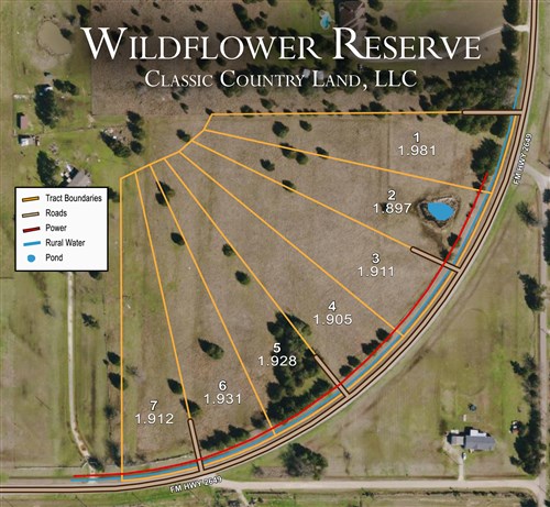 Tract layout map for Wildflower Reserve Tract 6 in Hunt County, Texas