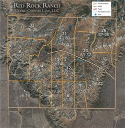 tract layout map for Red Rock Ranch Tract 14, 64.01 acres for sale in Knox County, Texas