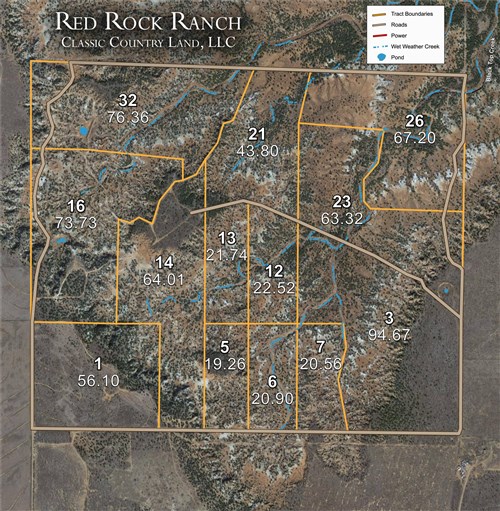 Tract layout map for Red Rock Ranch Tract 14 in Knox County, Texas