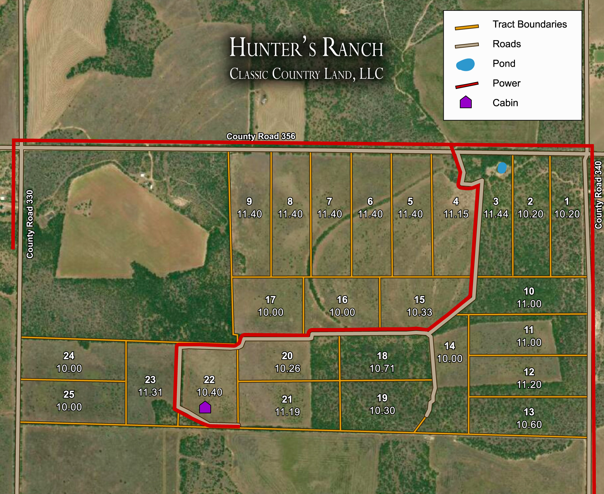 Plat map for Hunters Ranch in McCulloch County, Texas