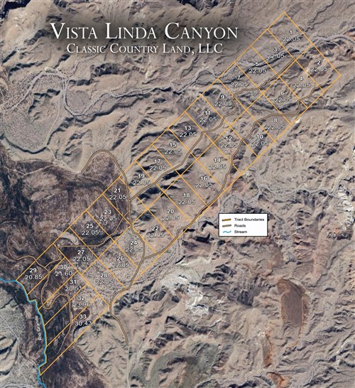 Tract layout map for Vista Linda Canyon Tract 18 in Presidio County, Texas