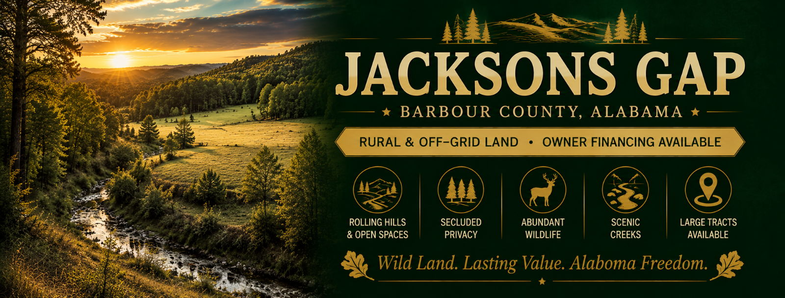 Jacksons Gap rural land in Alabama