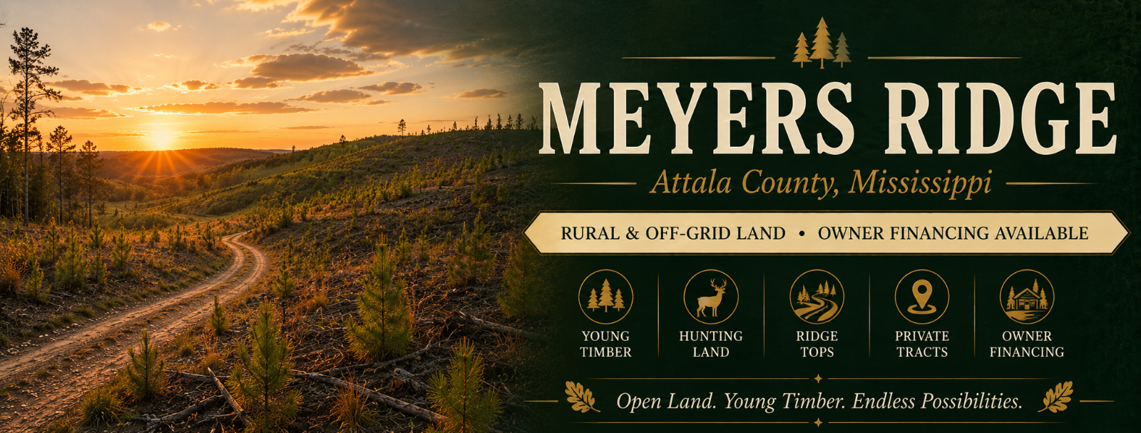 Meyers Ridges rural land in Mississippi